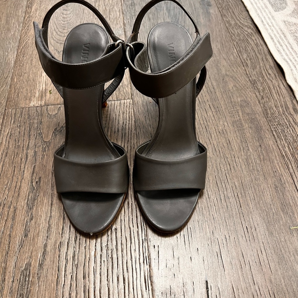 Vince grey ankle strap heels, size 9 1/2.  Great style!